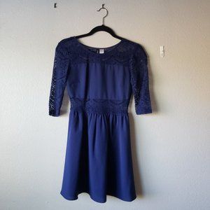 H&M Divided Blue Floral Lace Cocktail Dress US 8
